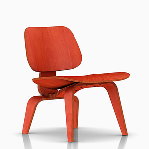 Herman Miller Eames Molded Plywood Lounge Chair, Wood Base (Red)