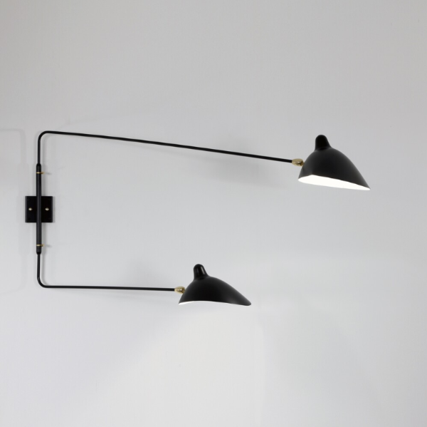 Serge Mouille Wall Lamp 2 Rotating Straight Arms