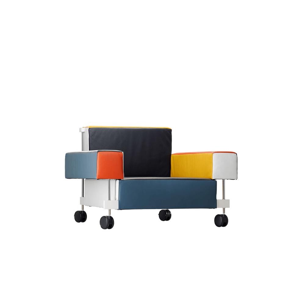TECTA [Re-Edition] D38 Armchair - Frame Wood White Lacquered And Chromed / Leather Multicolor