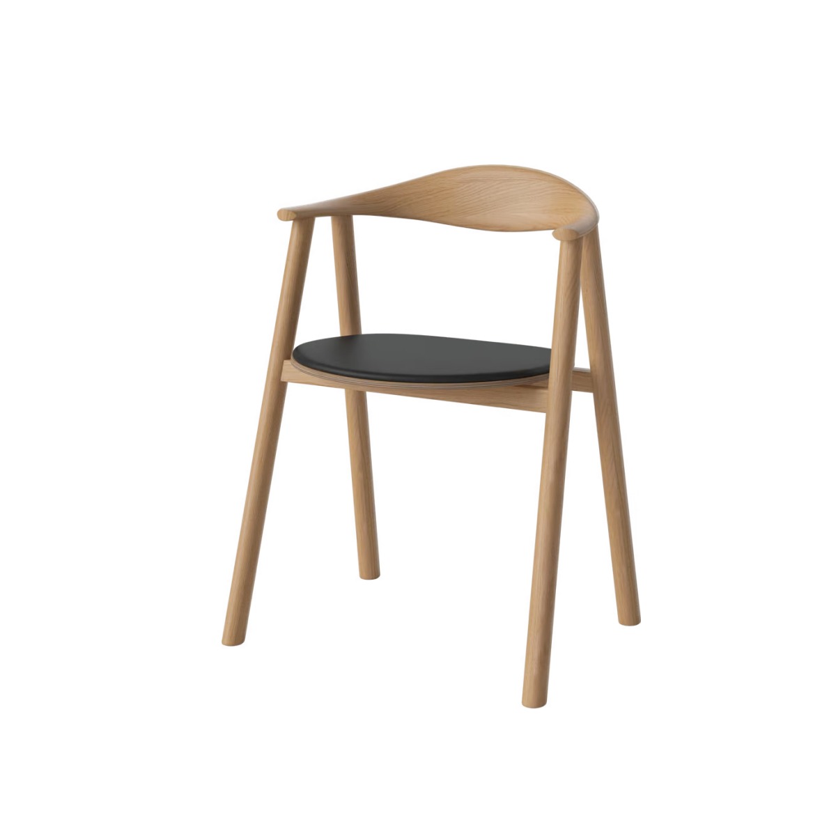 BOLIA Swing Upholstered Dining Chair - Oak / Leather Black