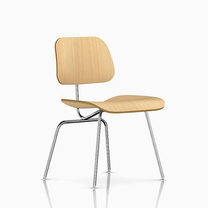EAMES MOLDED PLYWOOD DINING CHAIR - WHITE ASH / CHROME LEGS