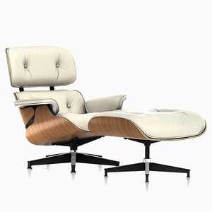 EAMES LOUNGE CHAIR AND OTTOMAN STANDARD - WALNUT / IVORY LEATHER