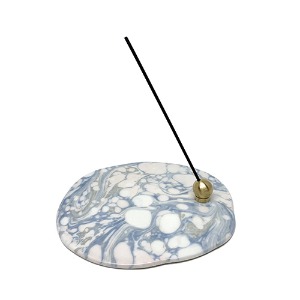 Marbled Incense Holder Round - White 5