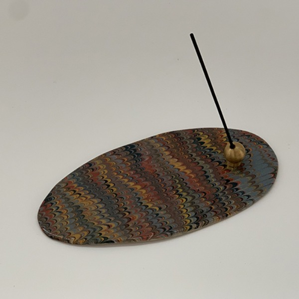 Marbled Incense Holder Oval - Taupe 13