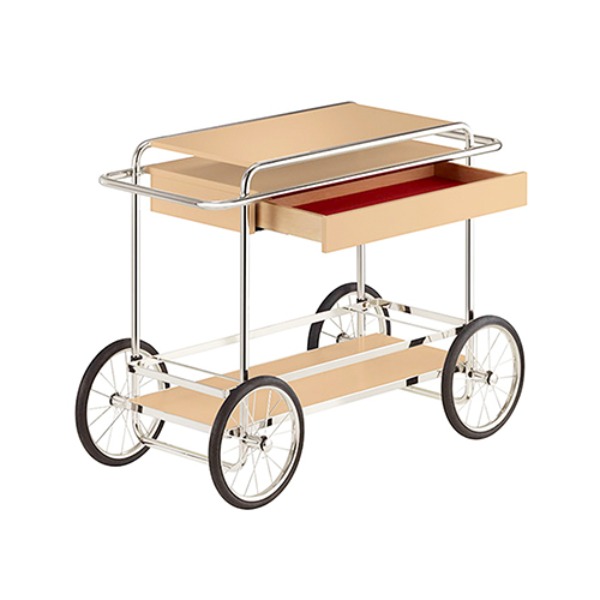 M4RS CONSOLE TROLLEY WITH DRAWER - BEIGE (WITH BOTTLE HOLDER)