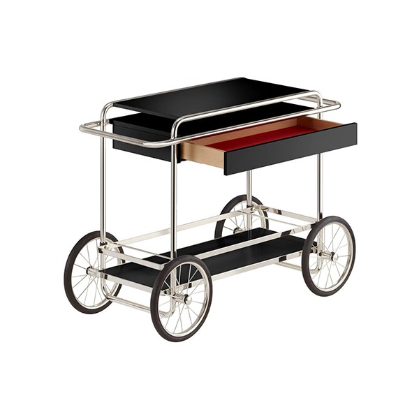 M4RS CONSOLE TROLLEY WITH DRAWER - BLACK (WITH BOTTLE HOLDER)