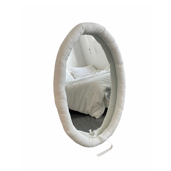 Oval Cushion Mirror - White