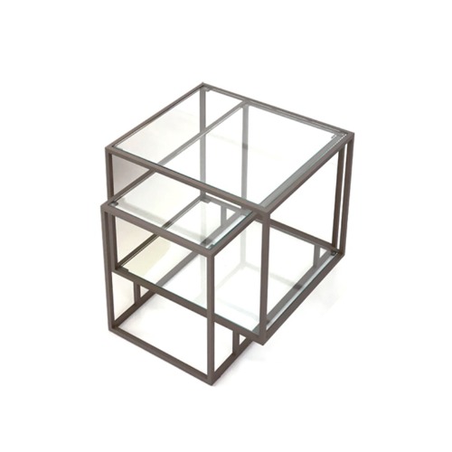 TANGLED SIDE TABLE - TAUPE / CLEAR GLASS