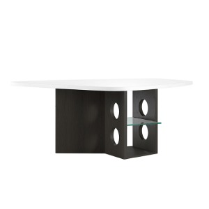 M21-1 DINING, CONFERENCE OR EXECUTIBE DESK - WHITE / BLACK